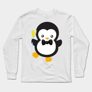 New Year Penguin, Penguin With Champagne, Party Long Sleeve T-Shirt